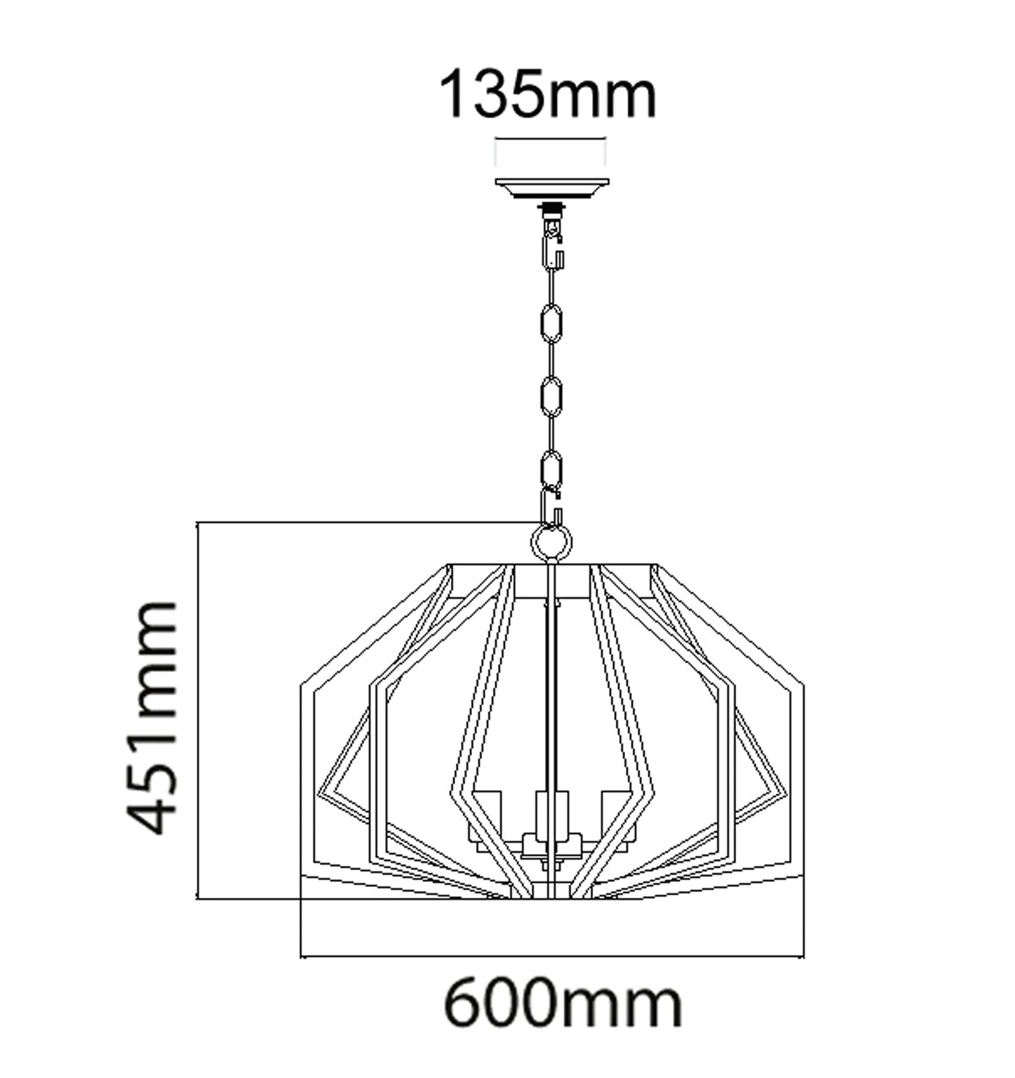 GAMBA: Industrial Black Rustic Wide Angular Cage Pendant Light