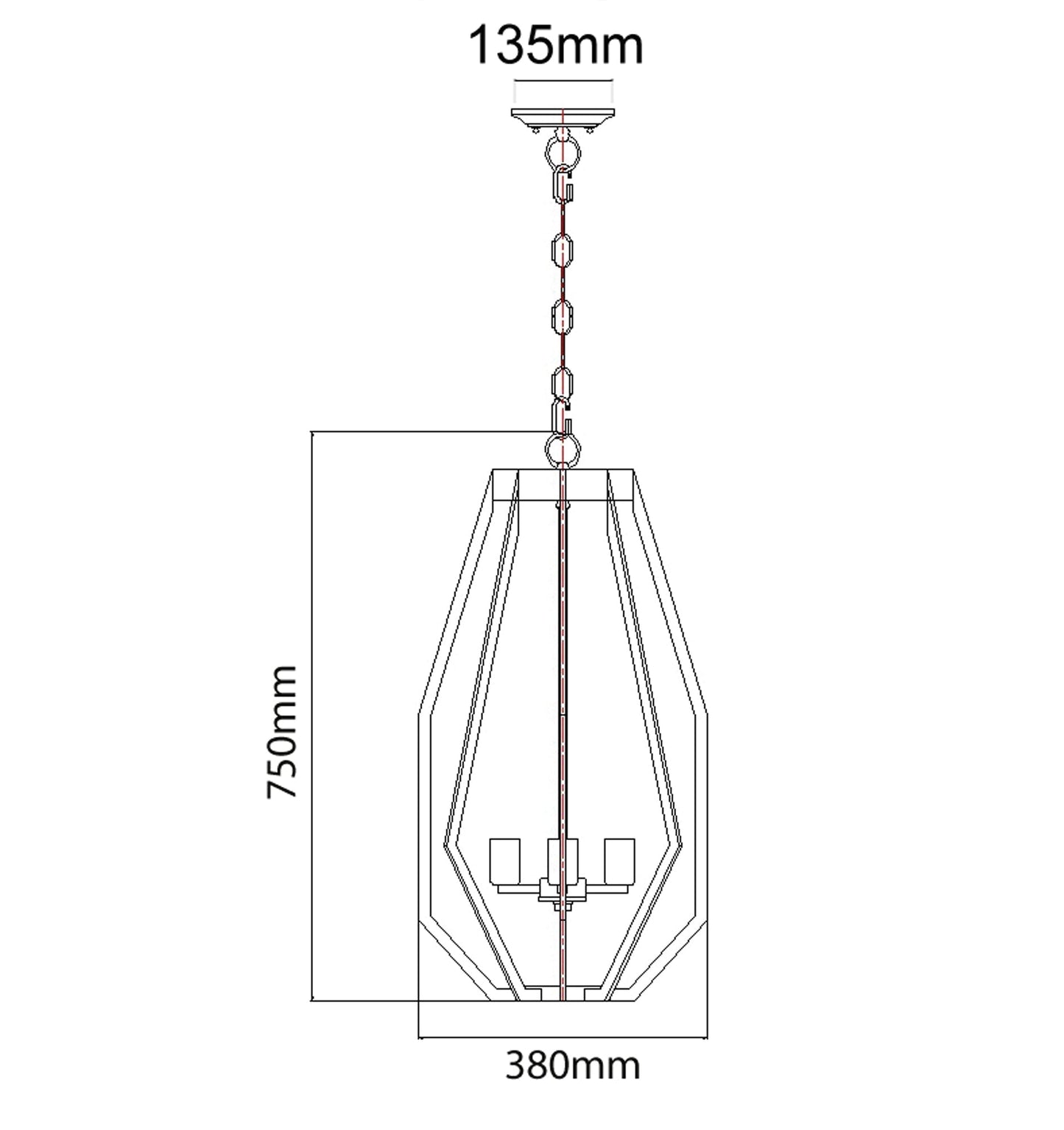 GAMBA: Industrial Black Rustic Narrow Angular Cage Pendant Light