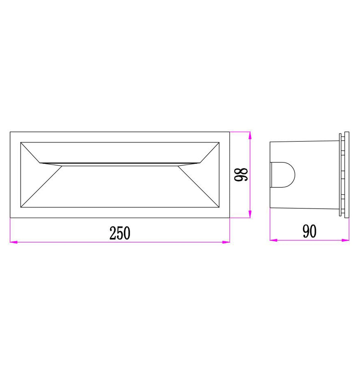 BRICKTRI: LED Tri-CCT Exterior Recessed Rectangular Wall / Brick Lights IP65