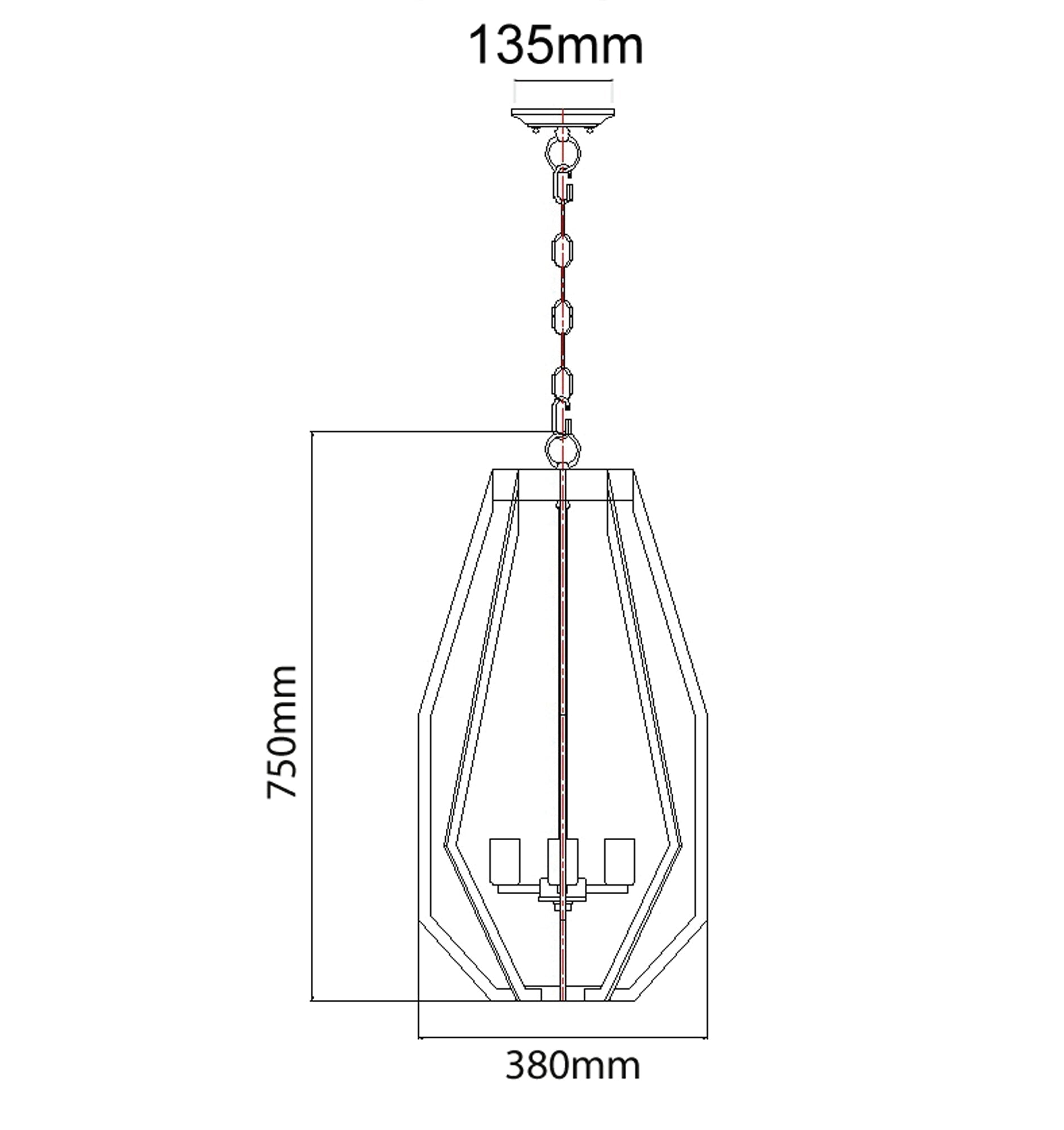 GAMBA: Industrial Black Rustic Narrow Angular Cage Pendant Light