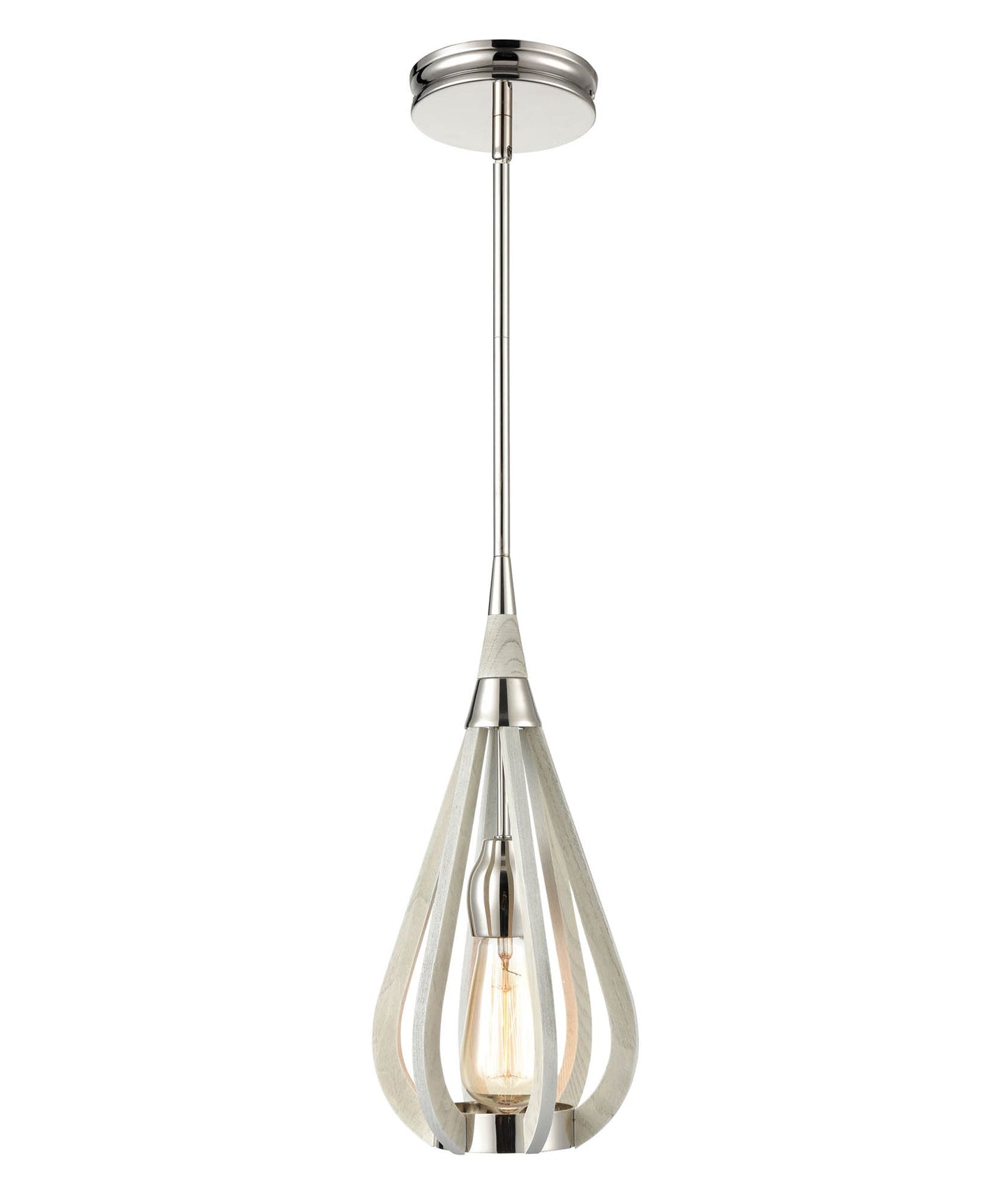 BONITO: Rustic Small Taupe / Winter Moss Wood Tear Drop Pendant Light