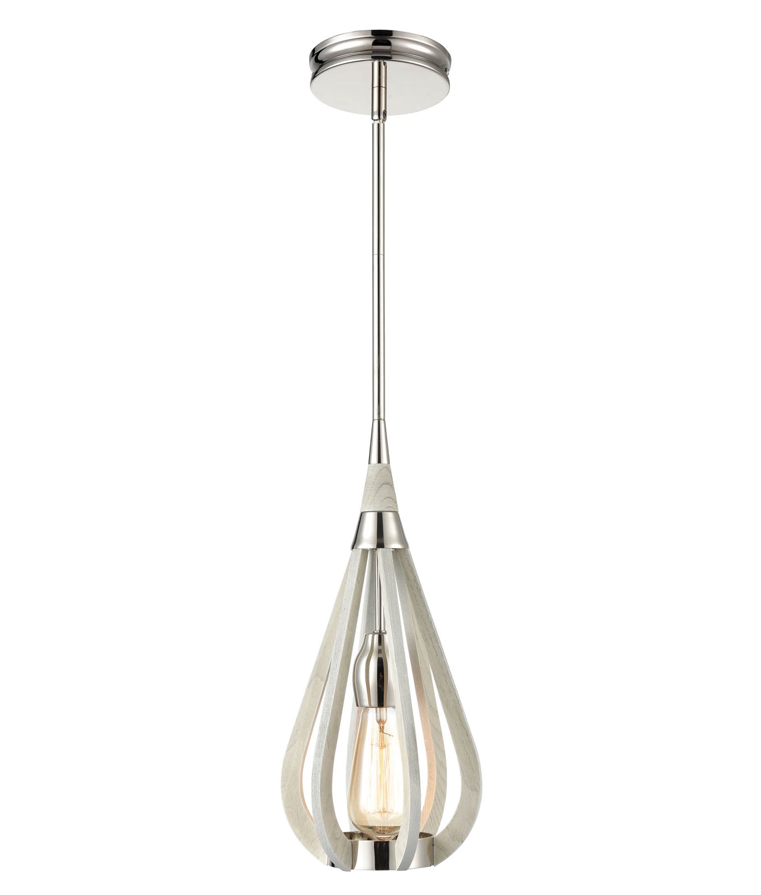 BONITO: Rustic Small Taupe / Winter Moss Wood Tear Drop Pendant Light