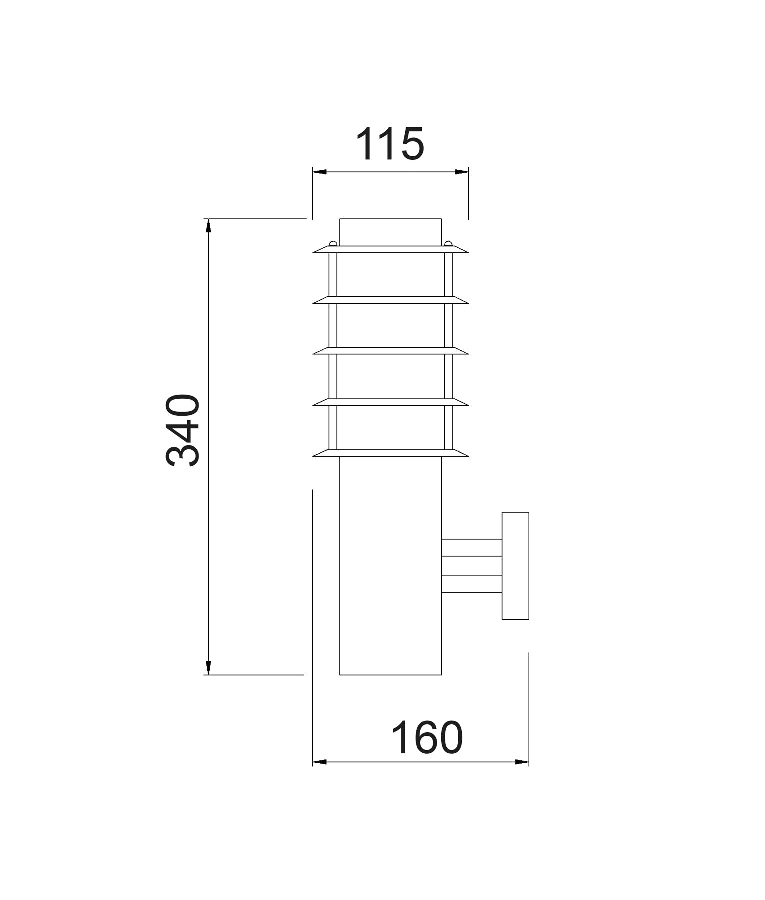 BORDA: Exterior E27 Surface Mounted Louvred Wall Light IP44