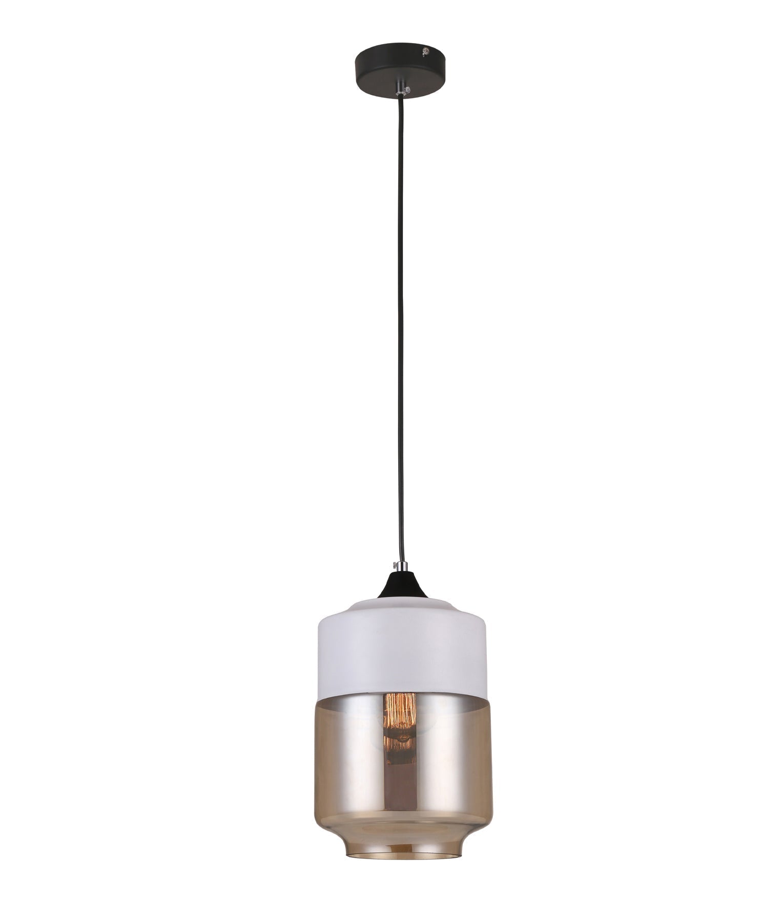 CASA: White With Amber Jar Shape Pendant Light