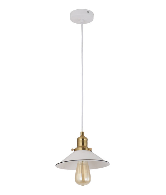 CEREMA: Interior Small White with Antique Brass & Black Highlight Coolie Pendant Light