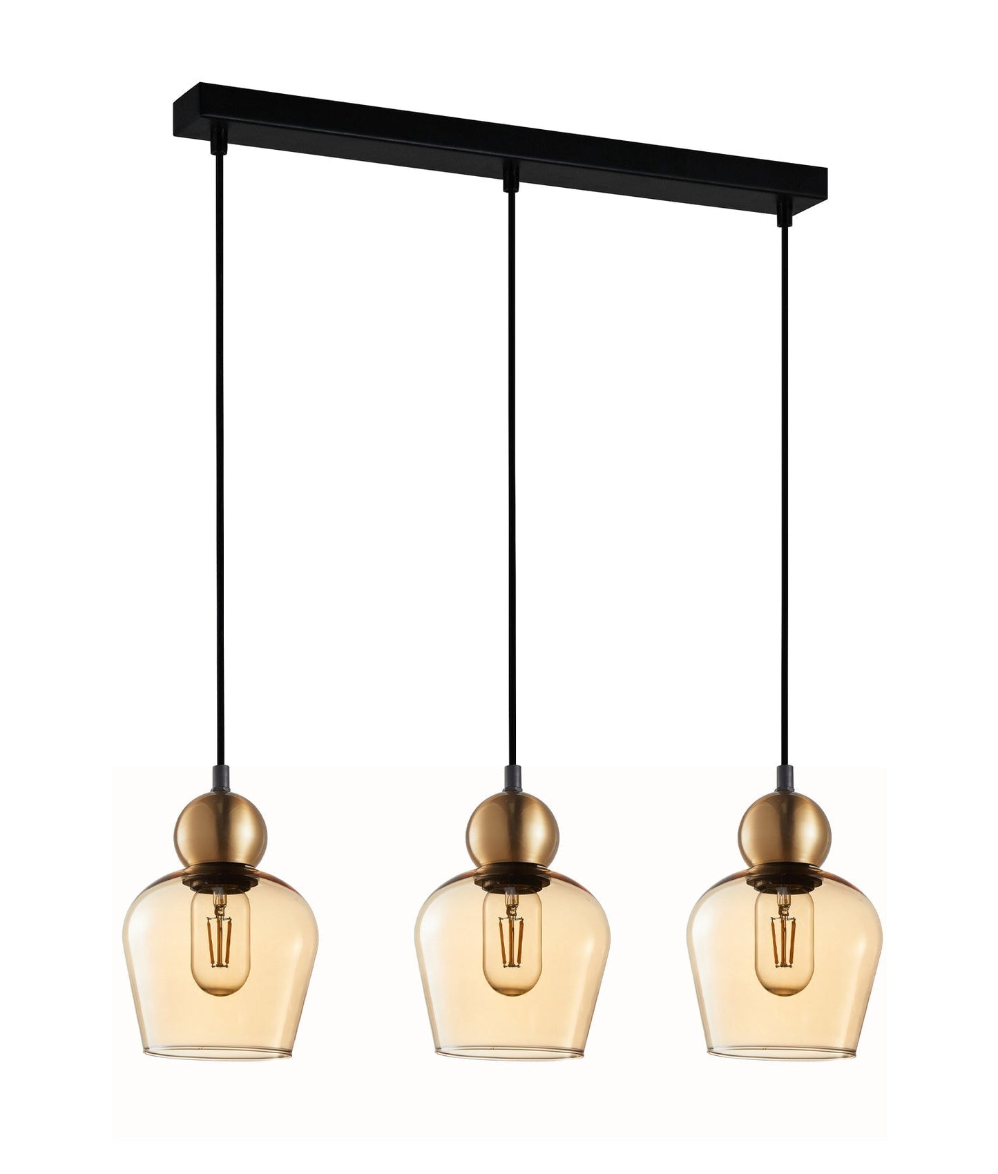 CHAMPAN: Interior Bronze Amber / Mirror Finish Smokey Black Glass Ellipse Multiple Bar Base Pendant Lights