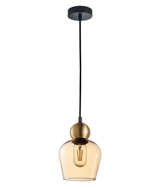 CHAMPAN: Interior Bronze Amber / Mirror Finish Smokey Black Glass Ellipse Pendant Lights