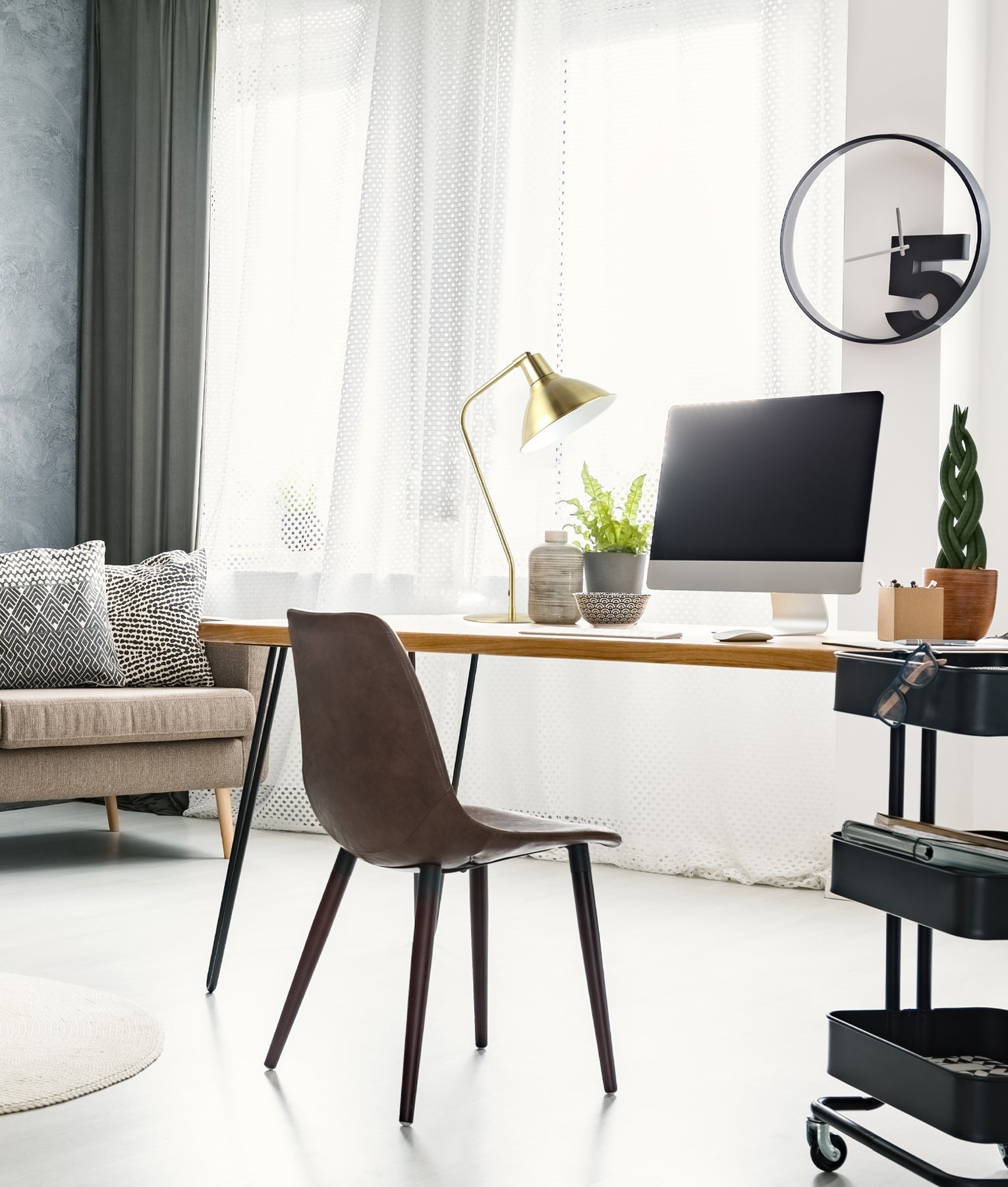 COLLO:  Cone Shade with Antique Brass Highlight Table Lamps