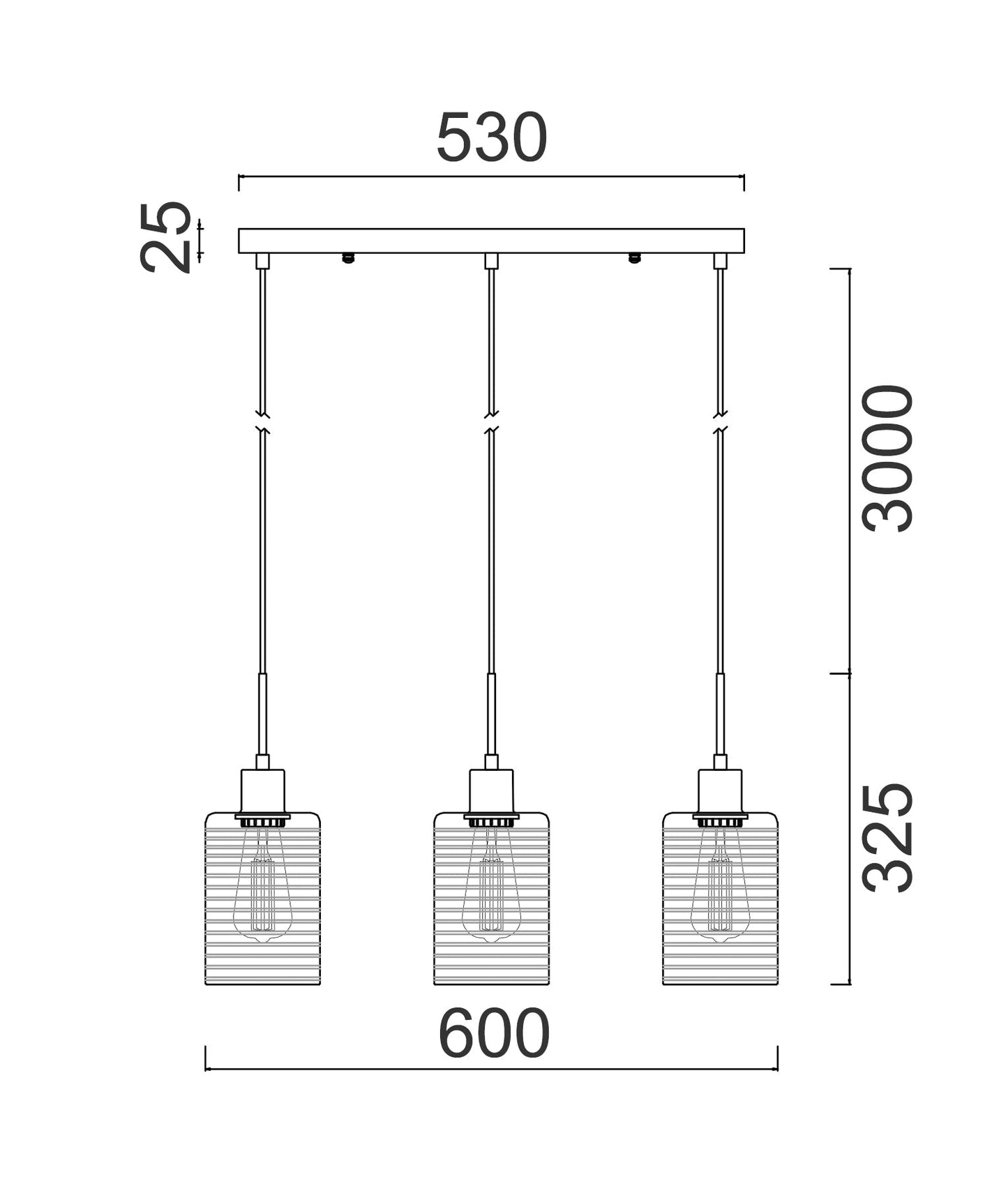 ESPEJO2: Interior Iron & Rose Gold Oblong Glass with Line Effect Pendant Lights