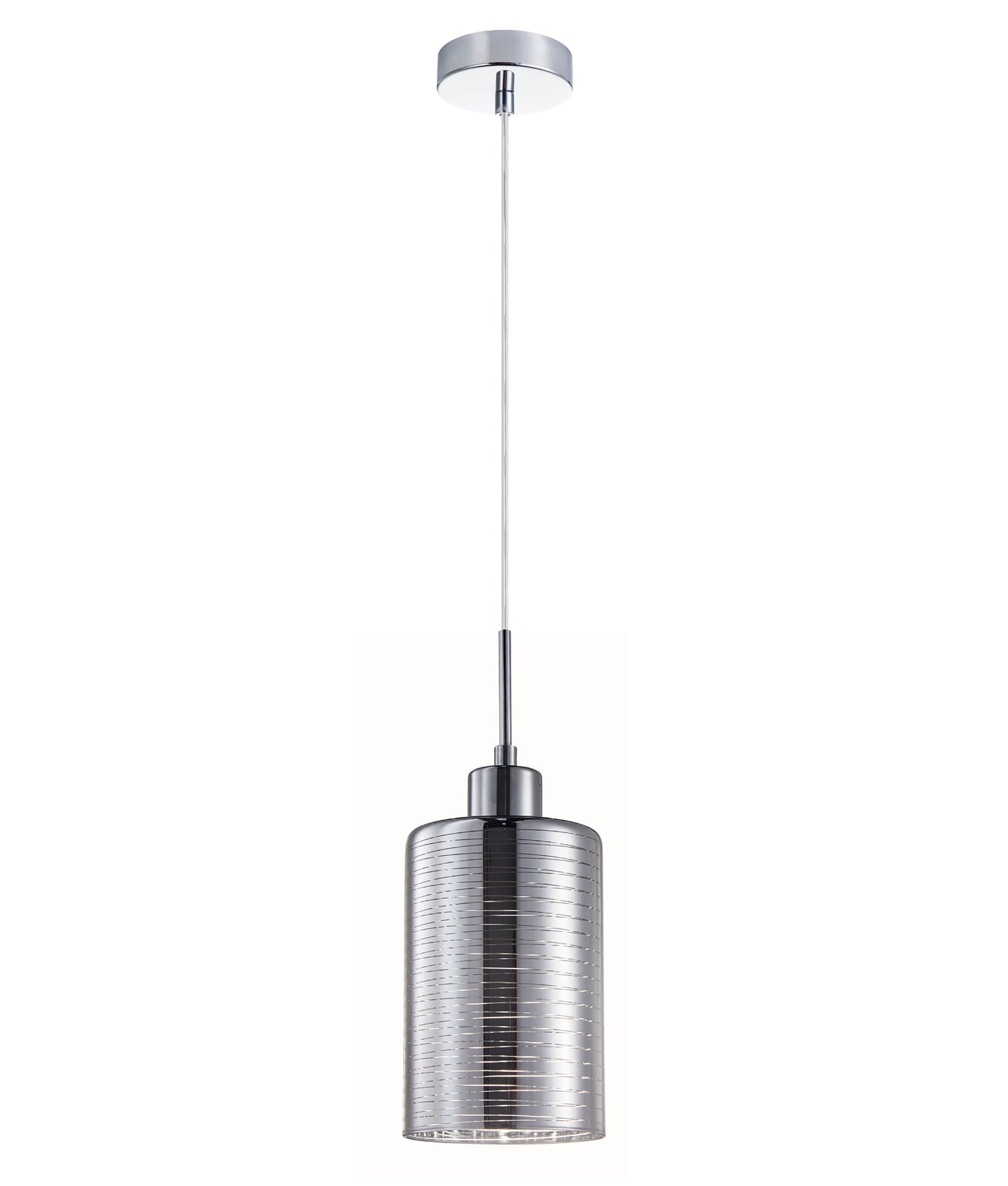 ESPEJO1: Interior Iron & Chrome Oblong Glass with Line Effect Pendant Lights