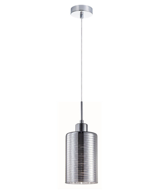 ESPEJO1: Interior Iron & Chrome Oblong Glass with Line Effect Pendant Lights