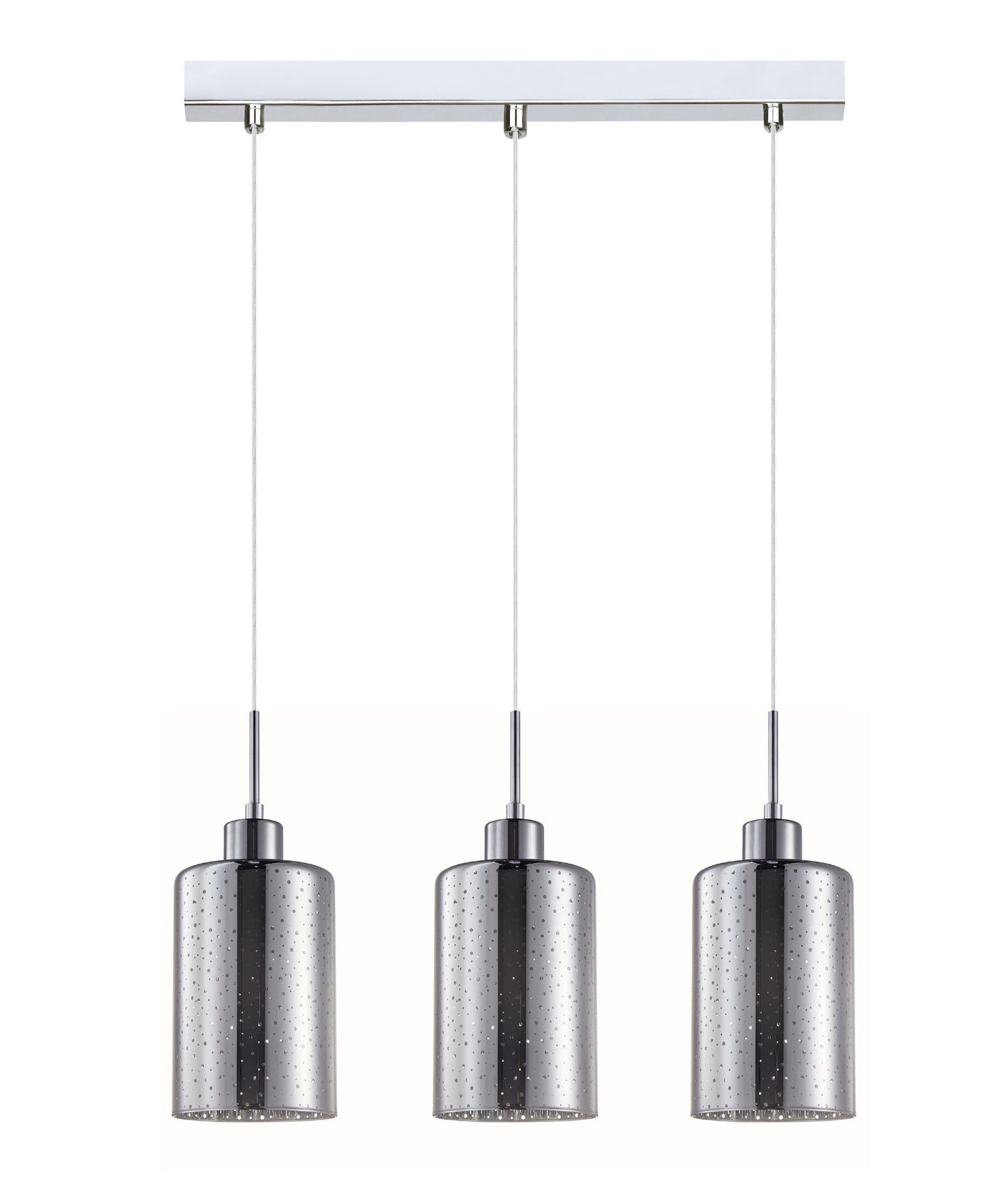 ESPEJO3: Interior Iron & Chrome Oblong Glass with Dotted Effect Pendant Lights