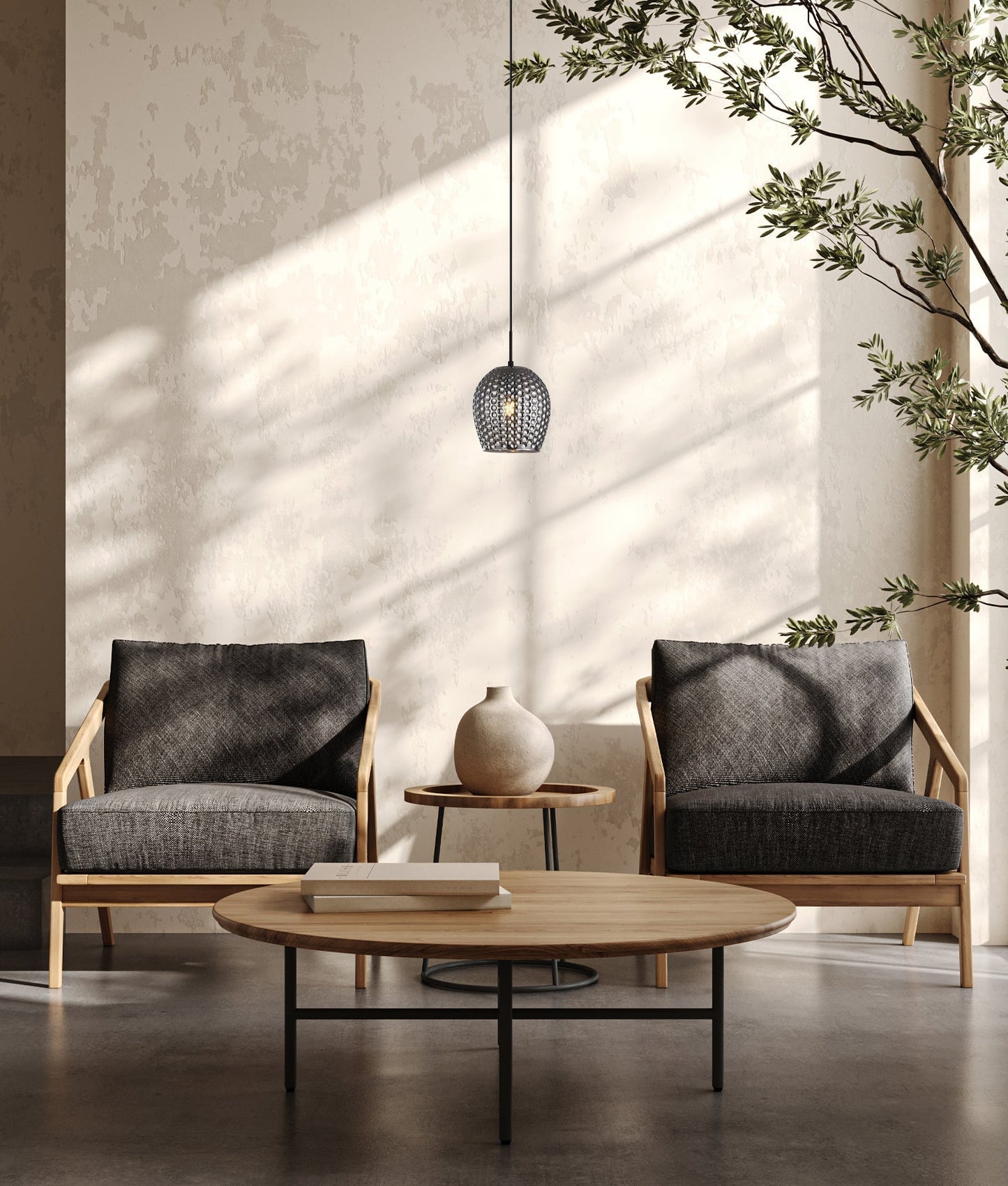 FOSSETTA: Interior Wine Glass Shape Dimpled Pendant Lights