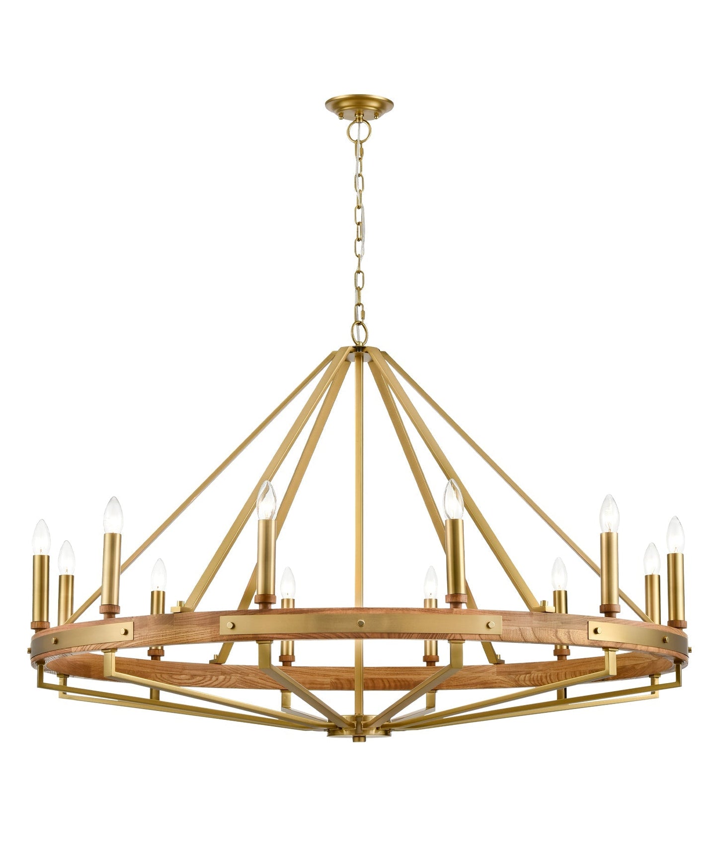 FUNALE: Interior Candelabra Natural Wood / Oak Wood 12-Light Pendant Lights