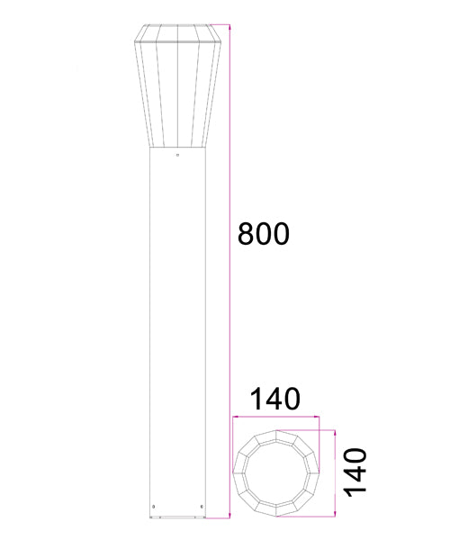 GEB: LED Surface Mounted Tapered Bollard Lights IP54