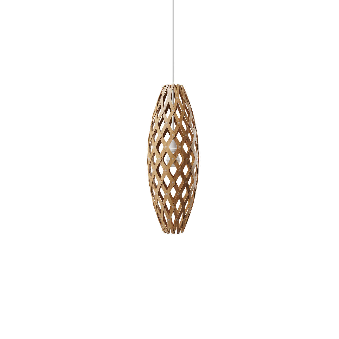 Hīnaki pendant light in bamboo by David Trubridge