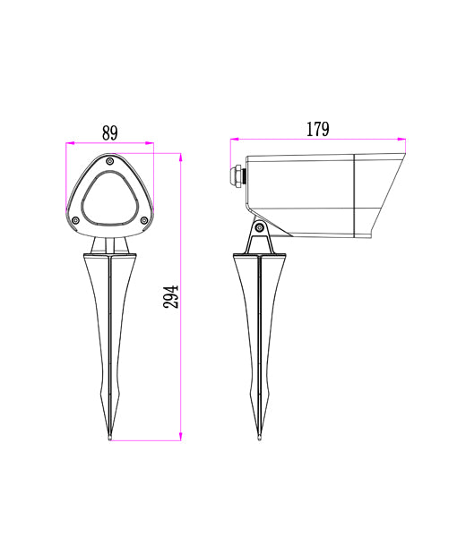 KAM: Exterior Dark Grey Garden Spike Light IP65