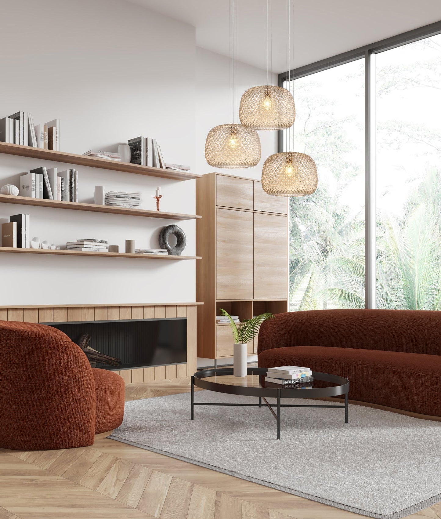LABU: Interior Dome Glass with Segments Pendant Lights