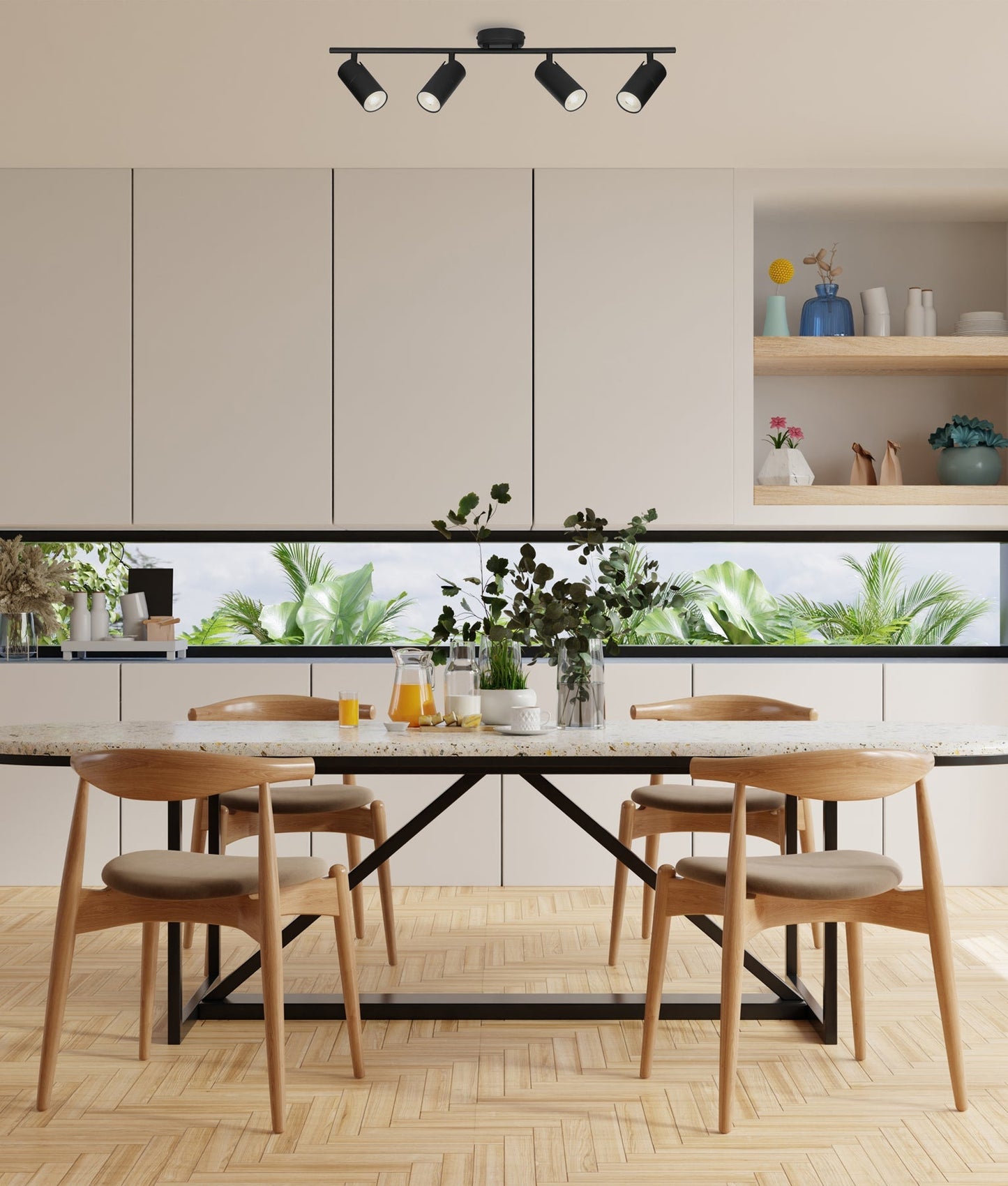 LENGAN: Interior Four Heads Adjustable Round Base Spot Lights