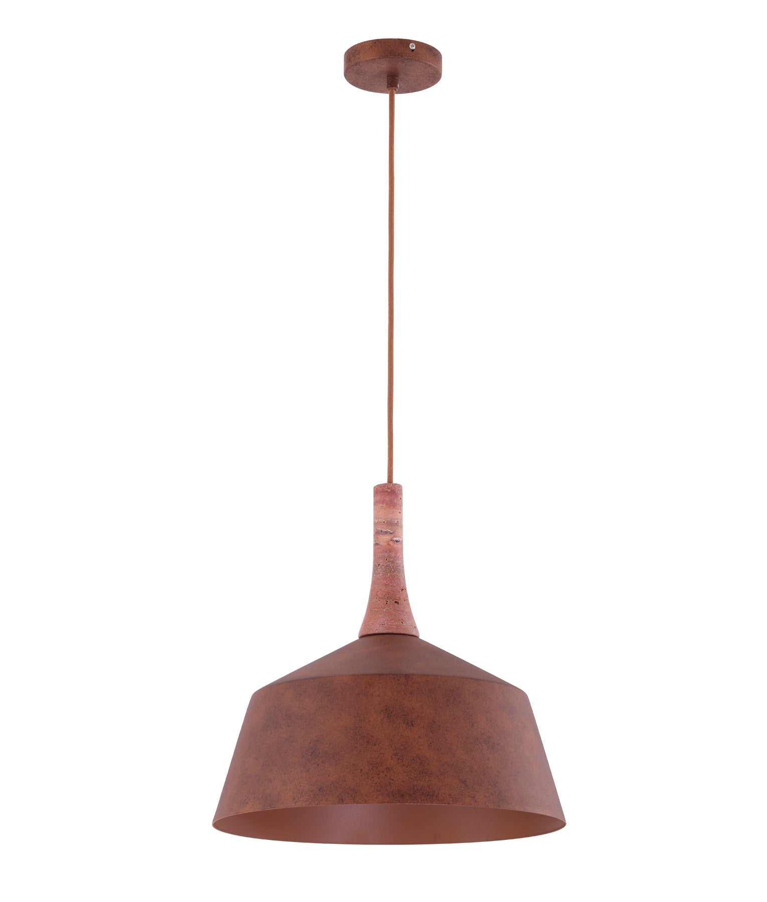 OXIDO: Interior Rustic Brown with Travertine Highlight Angled Dome Pendant Lights