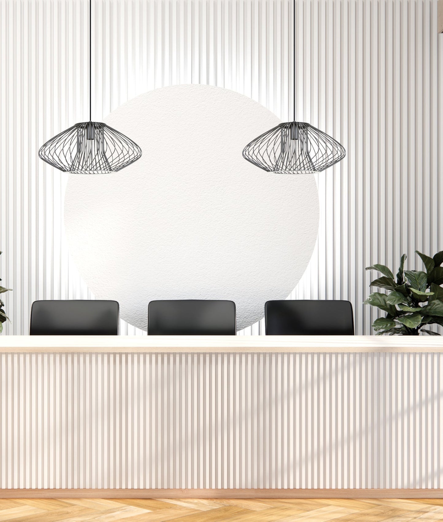 PARRILLA: Interior Oval Cage Iron Pendant Lights OD440mm