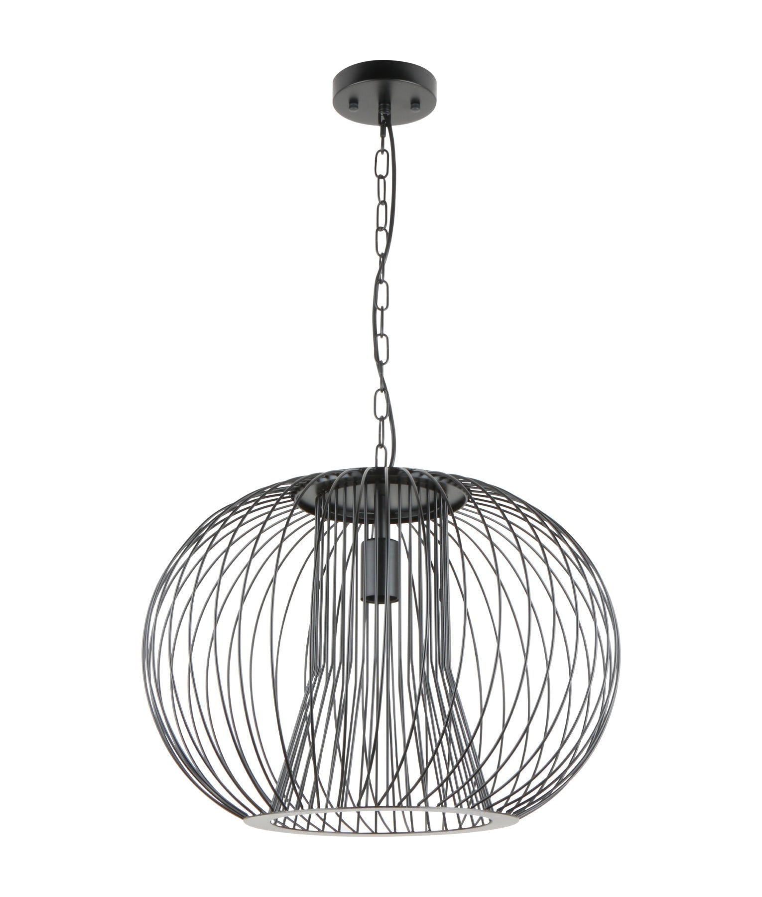 PARRILLA: Interior Round Cage Iron Pendant Lights