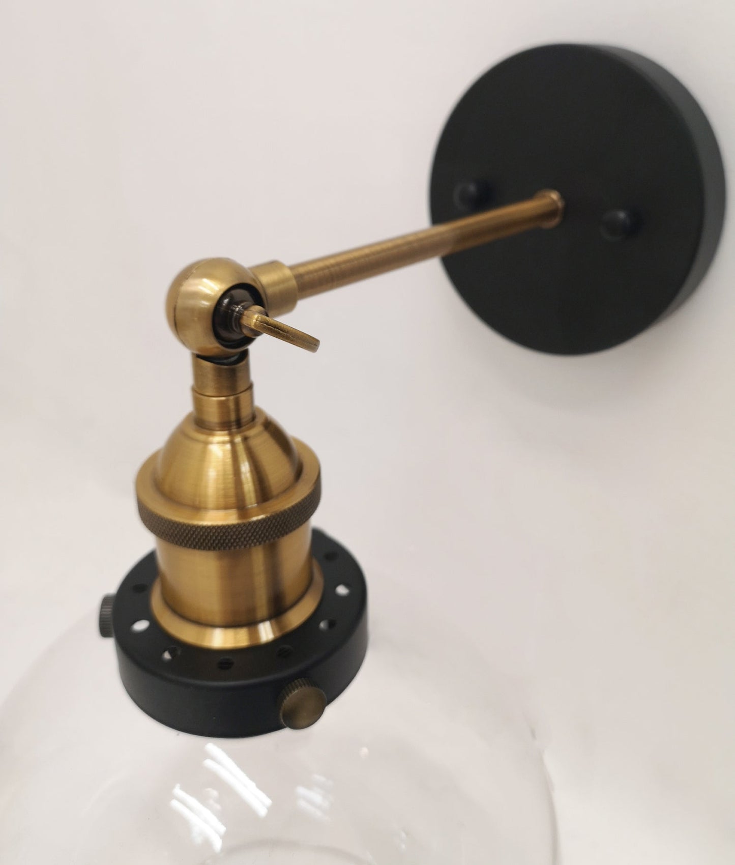 PESINI: Interior Swing Arm Glass with Antique Brass/ Chrome Highlight Wall Lights
