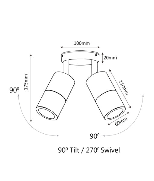 MR16 Exterior Wall Pillar Spot Lights (Titanium Aluminium) IP65