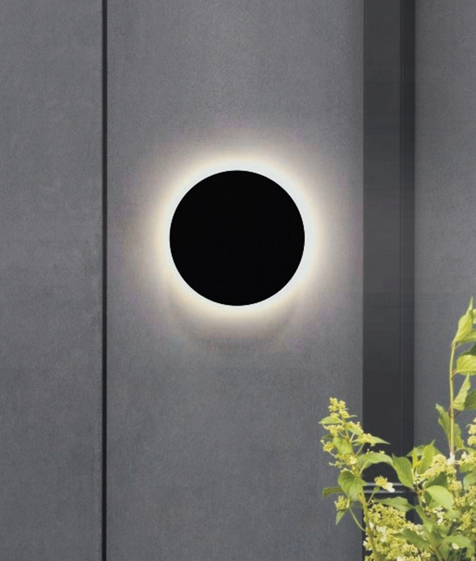 SHADOWTRI: Exterior LED Tri-CCT Round Backlit Wall Lights IP65 & IK08 (Diam: 180mm)