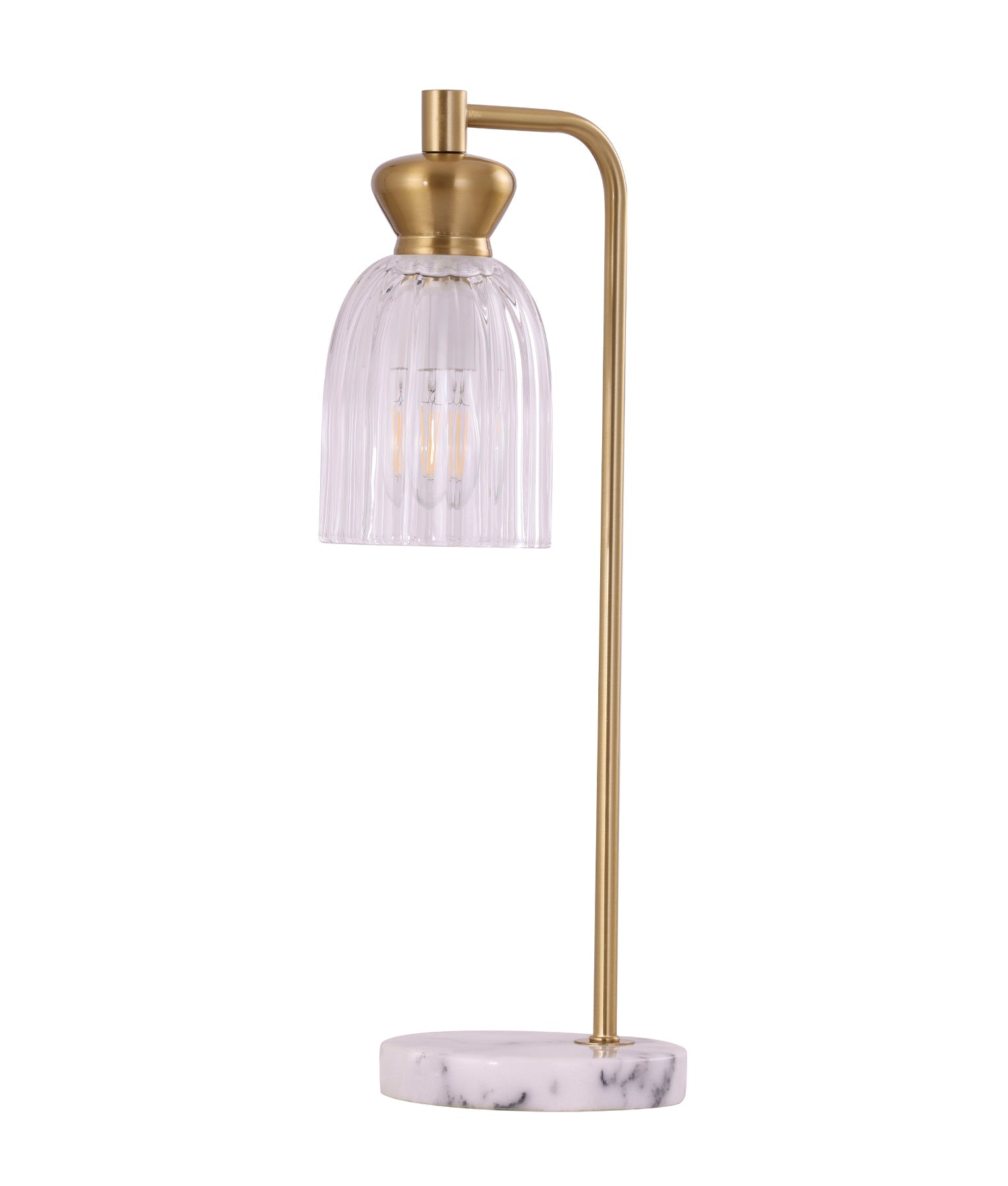 SINO: Interior Ellipse Clear Glass Shade Marble Base Table Lamps