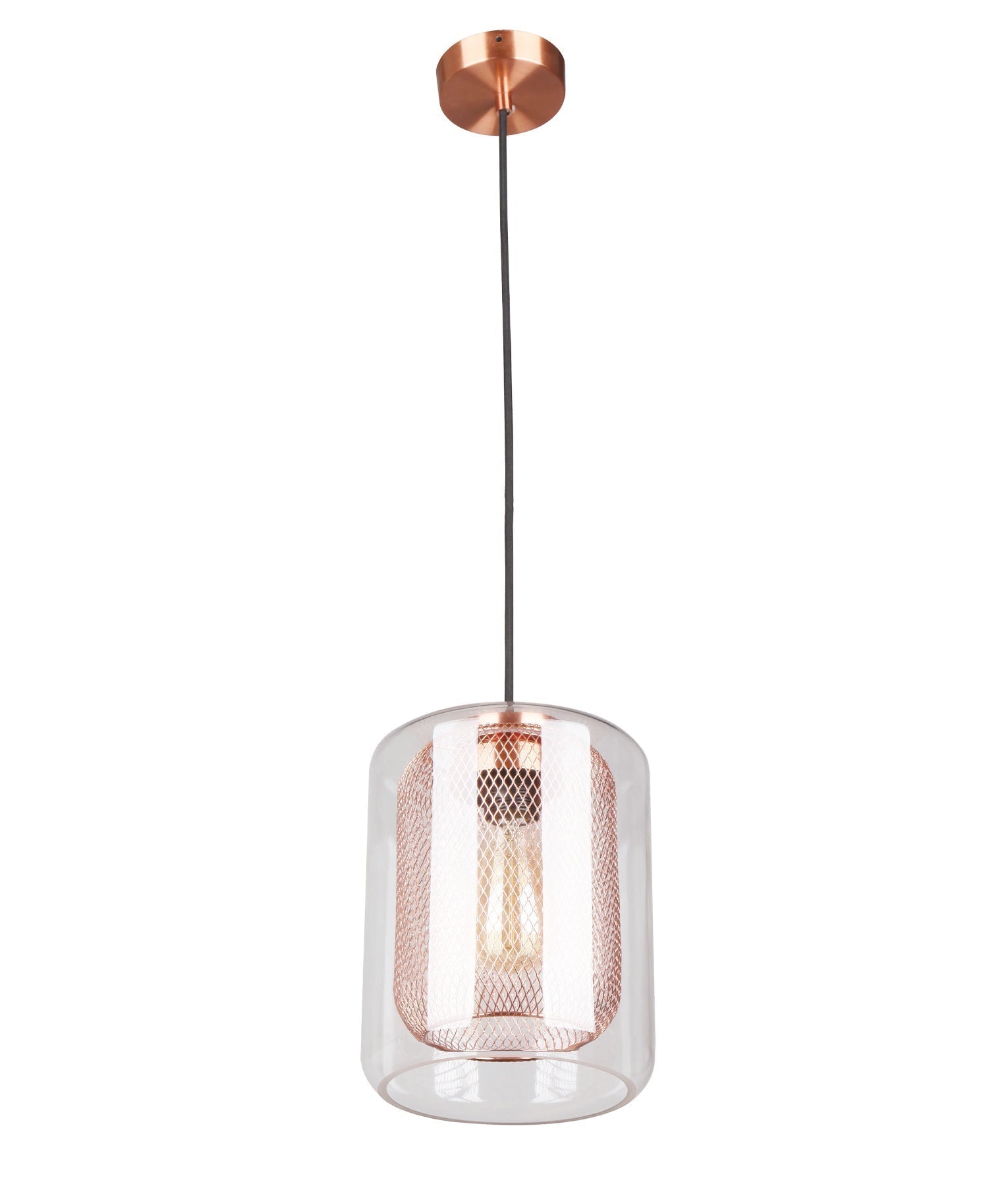 TONO: Mesh Internal & Clear Glass Oblong Pendant Lights