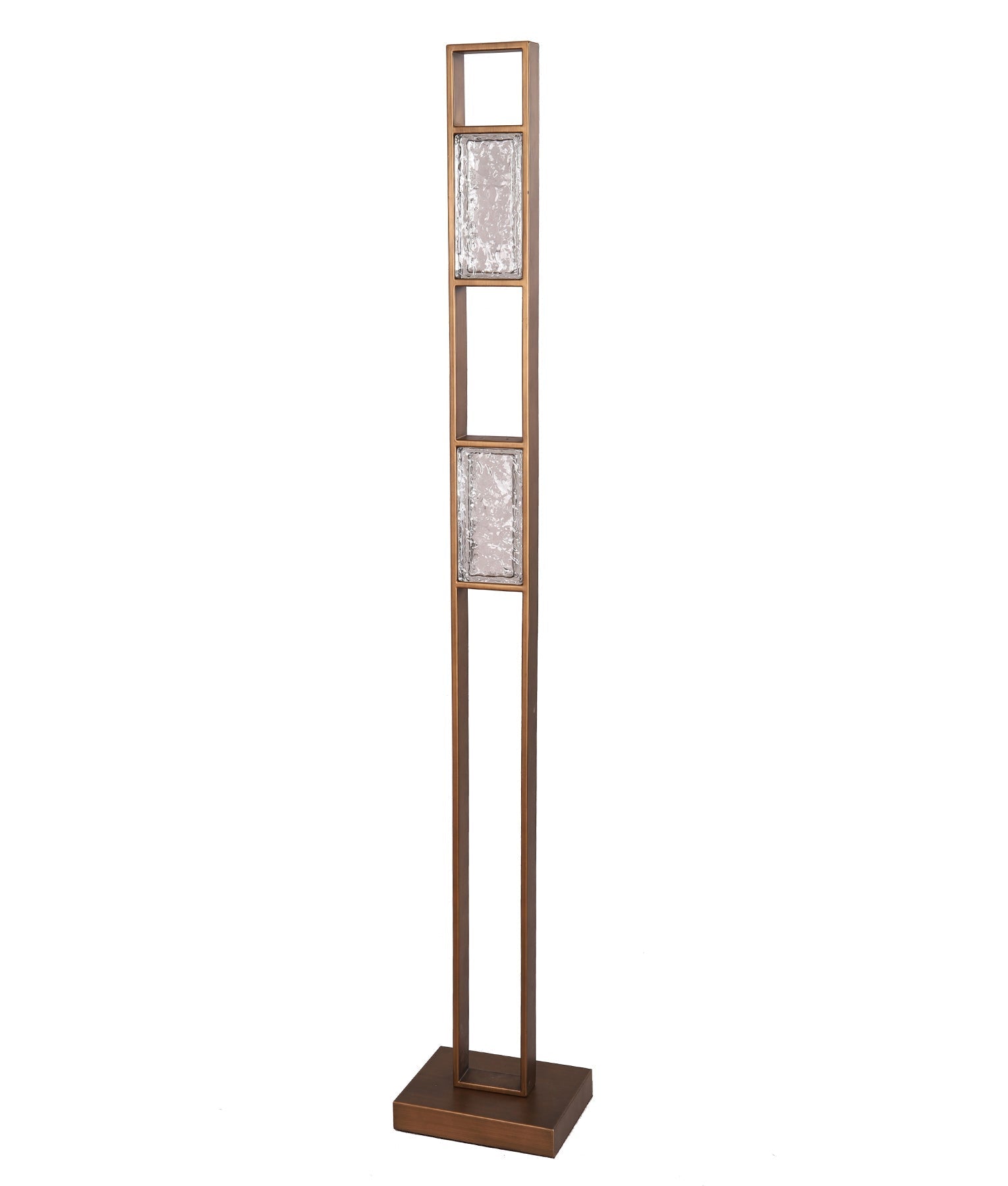 ZEIGEL: Interior LED Rectangular Textured Ice Glass Diffuser Floor Lamps