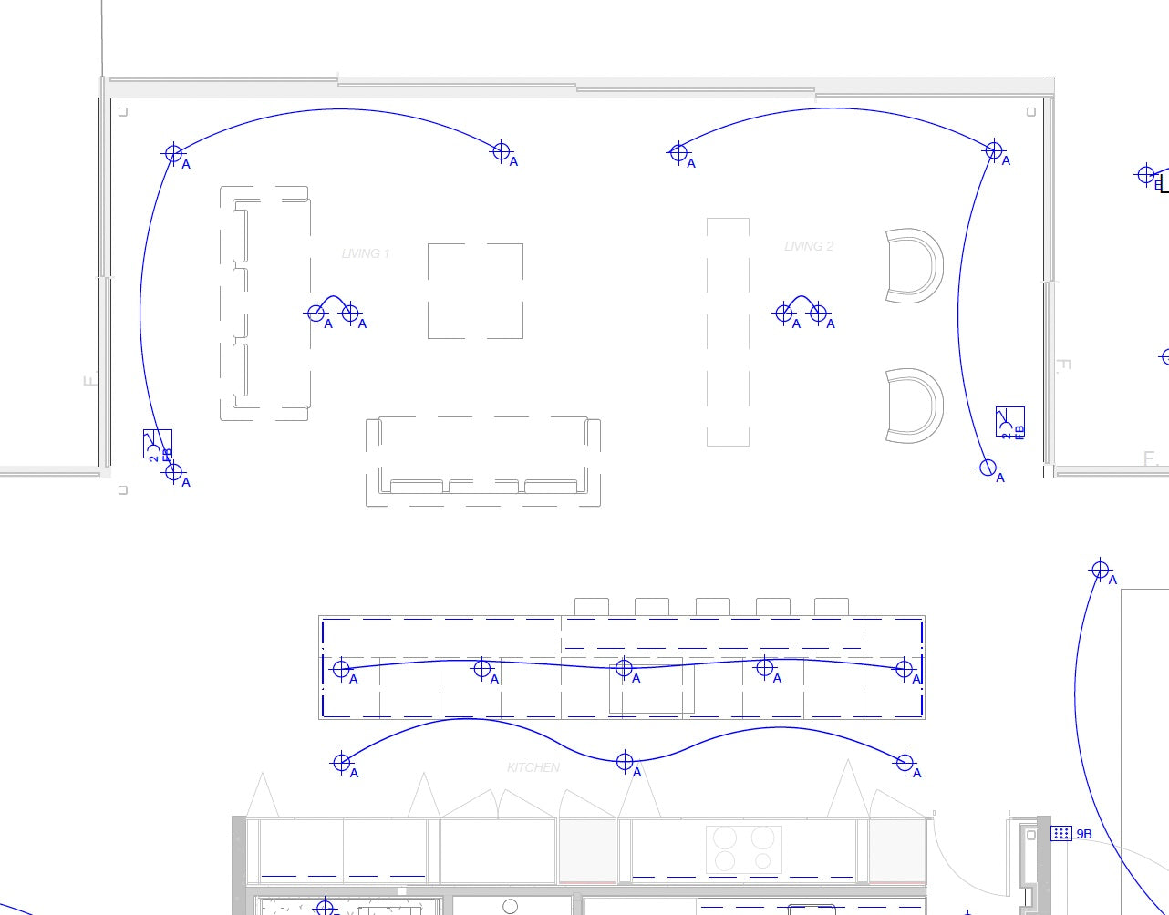 Living & kitchen lighting layout